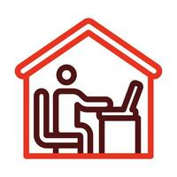 Working At Home Vector Thick Line Two Color Icons For Personal And Commercial Use.