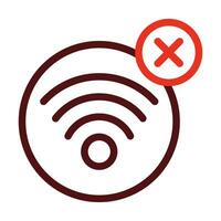 No Wifi vector grueso línea dos color íconos para personal y comercial usar.