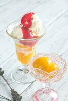 Peach Melba ice cream photo