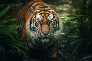 Tigre en el bosque, animal fauna silvestre. ai generado foto