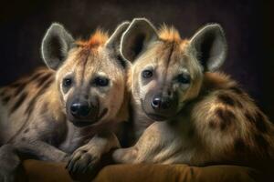 Hyena, animal in nature, Wildlife Africa. AI Generated photo