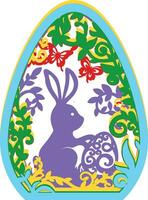 EASTER EGG Paper Cut and Wood Cut Template vector