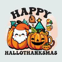 Happy Hallothanksmas t-shirt designBundle vector