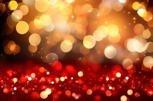 Red and Golden glitter abstract festive background. AI Generative photo