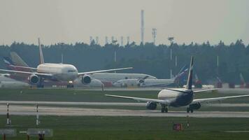 MOSCOW, RUSSIAN FEDERATION JULY 29, 2021 - Airplane of Aeroflot departure at Sheremetyevo airport. Passenger airliner Russian Airlines on the airfield. video