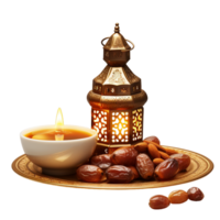 Ramadan kareem and iftar muslim food, holiday concept bowl with dried dates Ai Generative png