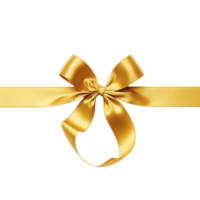 Beautiful yellow bow with diagonally ribbon with shadow Ai Generative png