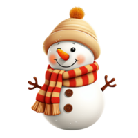 Cute snowman character merry christmas 3d rendering Ai Generative png