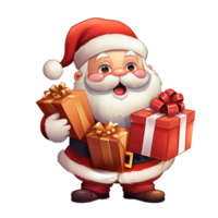 Santa claus halten Geschenk Box ai generativ png