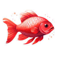 3d full body red fish Ai Generative png