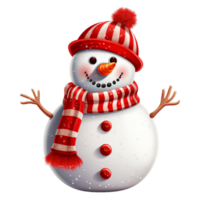 Snowman with red hat and scarf  Ai Generative png