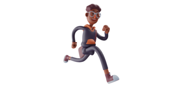 3d ilustração. atraente turista 3d desenho animado personagem. turista dentro poses corrida aqui e lá. isto surpreendente jovem homem sempre vidas dele dia alegremente. 3d desenho animado personagem png