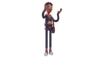 3D illustration. Youth 3D Cartoon Character. Cool young man who is on the phone with someone. The student got a call from his friend. Student who is discussing something. 3D cartoon character png