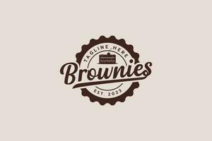 Brownies logo con un combinación de Brownies y hermosa letras en el formar de un emblema y Clásico estilo vector