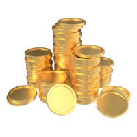 stack van gouden munten. 3d goud munten. geld groei goud munten. financiën en investering concept. 3d renderen png