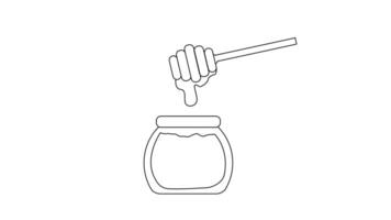 Animation forms a sketch of the honey jar icon video