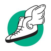 winged shoe logo in retro style vector