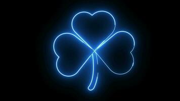 The animation forms a clover leaf icon with a neon saber effect video