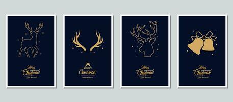 Merry Christmas modern card set elements greeting text vector