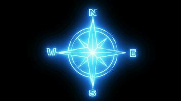 Animation forms a compass icon with a neon saber effect video