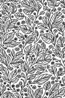 Monochromatic Doodle Art Abstract Flower Texture Pattern in Black and White vector