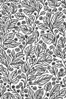 Monochromatic Doodle Art Abstract Flower Texture Pattern in Black and White vector