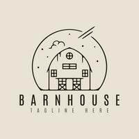 barn house line art logo vector with emblem  illustration template design.