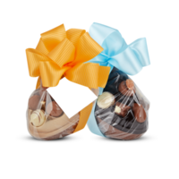 Chocolate candy in plastic bag cut out isolated transparent background png