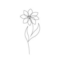 Simple One Line Flower Art vector