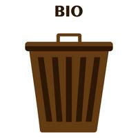 Brown recycle trash can icon. Cartoon flat illustration of brown vector illustration for web isolated on white. Waste recycling. Environmental protection. Vector illustration isolated on white