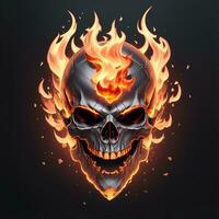 head skull fire mascot and esport gaming logo, AI generated photo