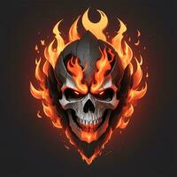 head skull fire mascot and esport gaming logo, AI generated photo