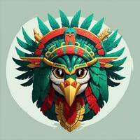 Hawk quetzalcoatl head, symmetrical, flat icon design, AI generated photo