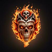 head skull fire mascot and esport gaming logo, AI generated photo