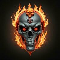 head skull fire mascot and esport gaming logo, AI generated photo