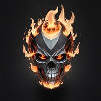 head skull fire mascot and esport gaming logo, AI generated photo