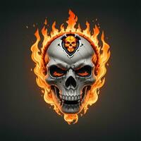 head skull fire mascot and esport gaming logo, AI generated photo