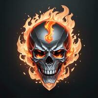 head skull fire mascot and esport gaming logo, AI generated photo