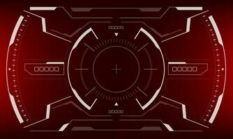 HUD sci-fi interface screen view white geometric on red design virtual reality futuristic technology creative display vector