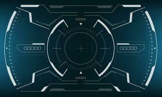 HUD sci-fi interface screen view white geometric on blue design virtual reality futuristic technology creative display vector