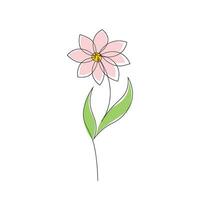 Colored Flower One Line Art vector