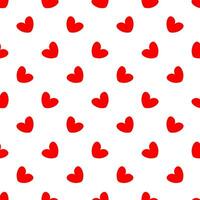 sin costura modelo de sencillo rojo corazones aislado en blanco para envase papel o tela. San Valentín día fiesta fondo textura, romántico Boda diseño. vector ilustración.