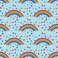 Seamless baby pattern with rainbow and polka dots. vector