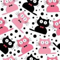 Seamless pattern with cute funny cats. vector