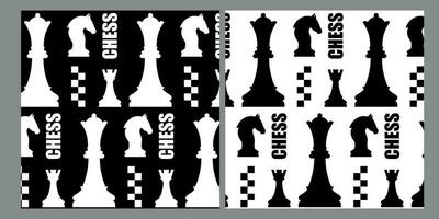 Seamless vector pattern with black chess on a white background and white chess on a black background.