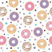 Seamless pattern with donuts. Delicious donuts with different fillings. vector