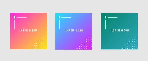 Set of minimal quote frames blank template vector design. Colorful gradient. Modern template with copy space for text. Set social media post design background