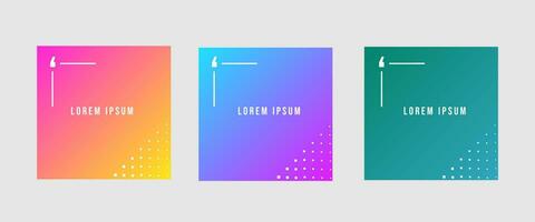 Set of minimal quote frames blank template vector design. Colorful gradient. Modern template with copy space for text. Set social media post design background