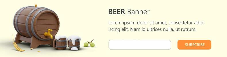 Banner blank for registration of subscription. Beer theme vector