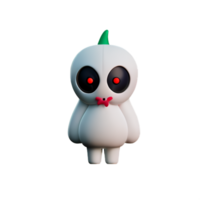 3d linda pequeño fantasma personaje, abucheos, Víspera de Todos los Santos por ai generativo png